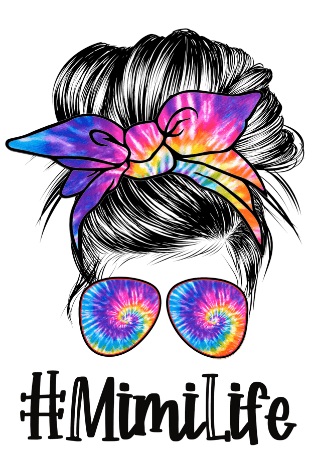 Grandparent (Messy Bun Mimi Life (Tie Dye) - DTFreadytopress