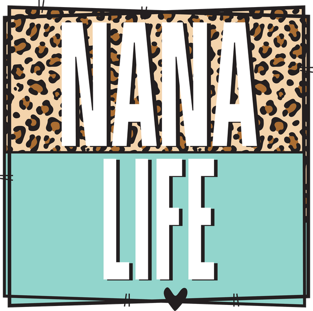 Grandparent (Nana Life Frame (Aqua + Leopard) - DTFreadytopress