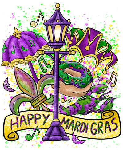 Happy Mardi Gras DTF (direct-to-film) Transfer - Twisted Image Transfers