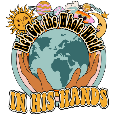 He's Got the Whole World in his Hands Retro DTF (direct-to-film) Transfer - Twisted Image Transfers