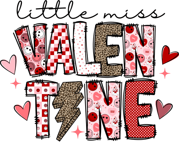 Little Miss Valentine with Leopard Print DTF (direct-to-film) Transfer - Twisted Image Transfers