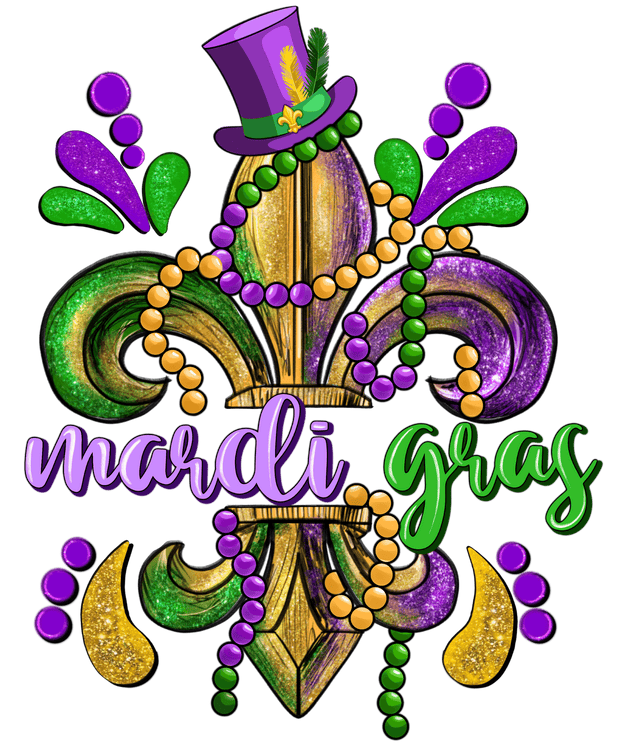 Mardi Gras Fleu De Lis DTF (direct-to-film) Transfer - Twisted Image Transfers