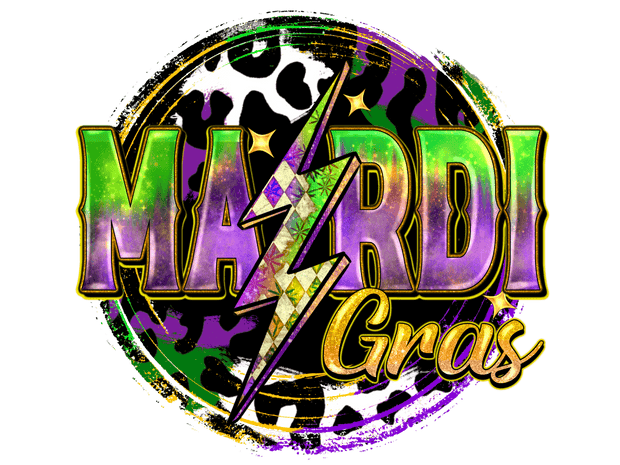 Mardi Gras Lighting Bolt DTF (direct-to-film) Transfer - Twisted Image Transfers