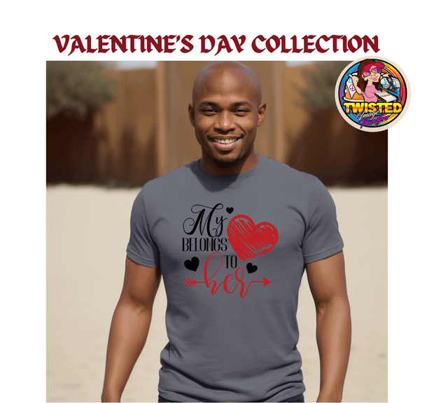 Men's Softstyle Gildan T-Shirt with 11" My Heart Belongs to Her - Twisted Image Transfers