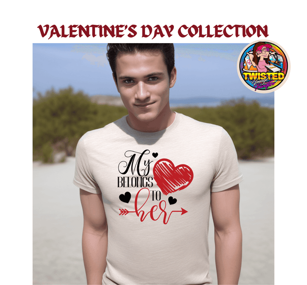 Men's Softstyle Gildan T-Shirt with 11" My Heart Belongs to Her - Twisted Image Transfers