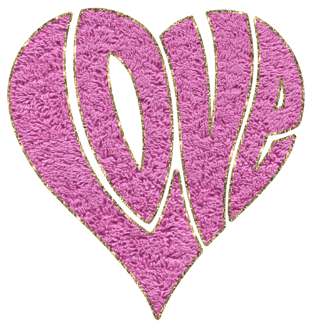 Pink and Gold Groovy Heart Faux Patch DTF (direct-to-film) Transfer - Twisted Image Transfers