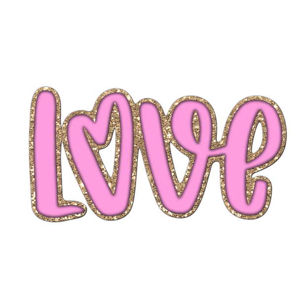 Pink Love with Glitter Outline DTF (direct-to-film) Transfer - Twisted Image Transfers