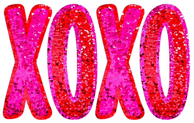 Pink XOXO in Faux Sequin DTF (direct-to-film) Transfer - Twisted Image Transfers