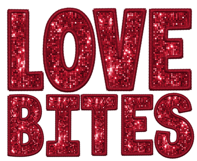 Red Love Bites Faux Glitter DTF (direct-to-film) Transfer - Twisted Image Transfers