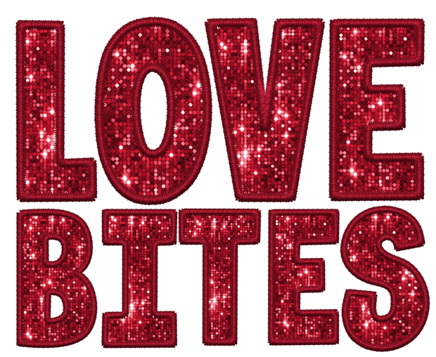 Red Love Bites Faux Glitter DTF (direct-to-film) Transfer - Twisted Image Transfers