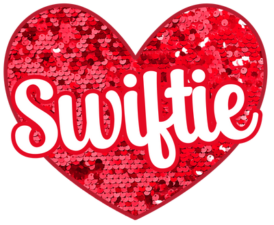 Red Swiftie Faux Sequin Heart DTF (direct-to-film) Transfer - Twisted Image Transfers