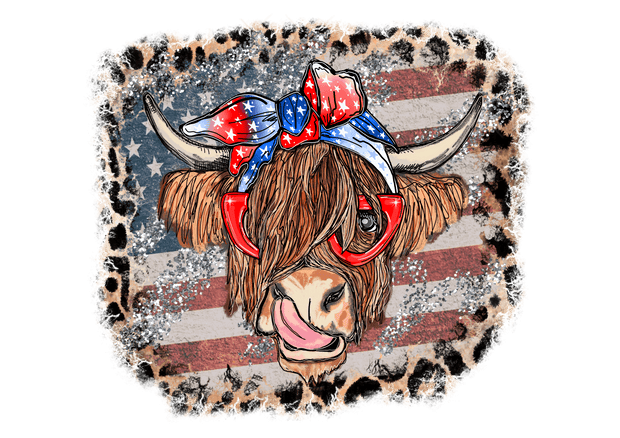 Rustic (Highland Cow USA leopard) - DTFreadytopress