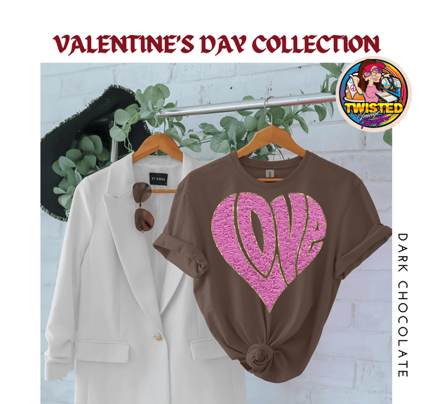 Softstyle Gildan T-Shirt with 11" Pink and Gold Faux Heart Patch - Twisted Image Transfers