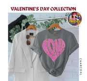 Softstyle Gildan T-Shirt with 11" Pink and Gold Faux Heart Patch - Twisted Image Transfers