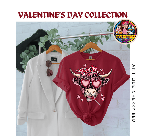 Softstyle Gildan T-Shirt with 11' Valentine's Day Cow - Twisted Image Transfers