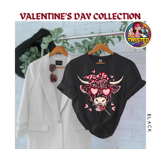 Softstyle Gildan T-Shirt with 11' Valentine's Day Cow - Twisted Image Transfers