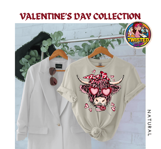 Softstyle Gildan T-Shirt with 11' Valentine's Day Cow - Twisted Image Transfers