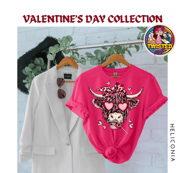 Softstyle Gildan T-Shirt with 11' Valentine's Day Cow - Twisted Image Transfers