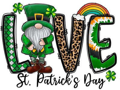 St. Patrick's Day Gnome Love DTF (direct-to-film) Transfer - Twisted Image Transfers