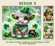 St. Patrick's Day Highland Cow 20 oz. Skinny Tumbler Wrap Design 5 - Twisted Image Transfers