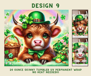 St. Patrick's Day Highland Cow 20 oz. Skinny Tumbler Wrap Design 9 - Twisted Image Transfers