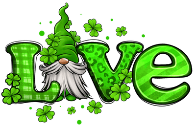 St. Patrick's Day Love Gnome DTF (direct-to-film) Transfer - Twisted Image Transfers