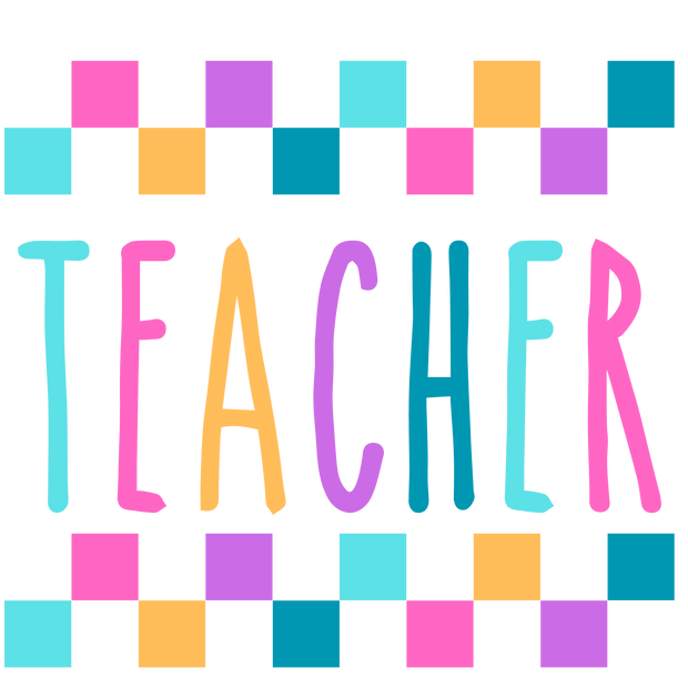 Teacher with Checkered Background DTF (direct-to-film) Transfer - Twisted Image Transfers