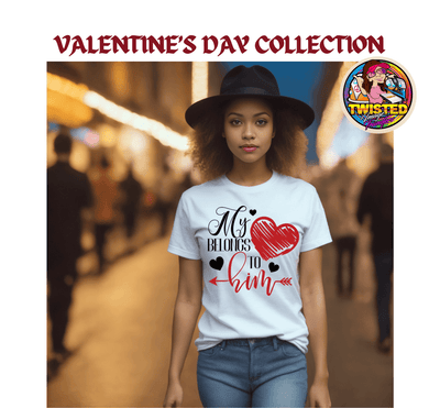 Women's Softstyle Gildan T-Shirt with 11" My Heart Belongs to Him - Twisted Image Transfers